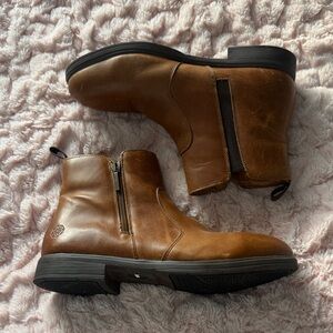 Women’s Steel Toe Brown Leather Ankle Boots